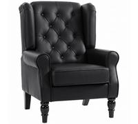 HOMCOM Poltrona Camera da Letto in Stile Francese, in Pelle PU, Nero