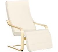 HOMCOM Poltrona Camera da Letto Relax Poggiapiedi 5 Livelli Lino Crema