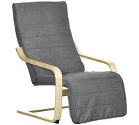 HOMCOM Poltrona Camera da Letto Relax Poggiapiedi 5 Livelli Lino Grigio