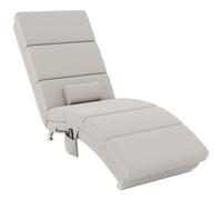 HOMCOM Poltrona Chaise Longue Massaggiante 8 Punti 168x56x84cm Crema | Riscaldamento, 5 Modalità, Cuscino Lavabile Rimovibile, Timer, Lettino Relax Ergonomica in Lino, Telecomando, Soggiorno