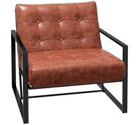 HOMCOM Poltrona Chesterfield Lounge Seduta relax Schienale imbottito Struttura in metallo Nero Rivestimento sintetico Rosso ruggine
