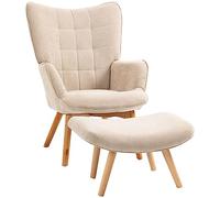 HOMCOM Poltrona con Poggiapiedi Coordinato 72x80x101 cm Beige