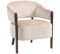HOMCOM Poltrona da Camera Rivestita in Ciniglia con Struttura e Gambe in Legno Massello, Beige Aosom Italy