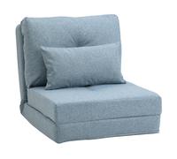 HOMCOM Poltrona da pavimento Materasso pieghevole Materassino, design 2-in-1, cuscino rimovibile, 60 x 80 x 56 cm, Celeste Aosom Italy