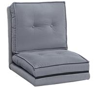 HOMCOM Poltrona da Pavimento Pieghevole in Velluto a Coste, Materassino da Pavimento con Schienale Regolabile in 5 Posizioni, 59x230x15 cm, Grigio Aosom Italy