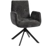 HOMCOM Poltrona da Salotto Girevole 360° con Braccioli 60x61x88 cm Nero | Gambe Angolate, Poltroncina Camera Letto, Tessuto Effetto Lino, Sedia Moderna Imbottita, Soggiorno