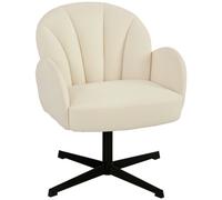 HOMCOM Poltrona da salotto girevole con schienale a forma di conchiglia e cuscino a molle, Sedia in velluto, 64,5x68x80 cm, beige Aosom Italy