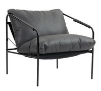 HOMCOM Poltrona da Salotto in Pelle PU e Telaio in Metallo con Cuscini Spessi, 74.5x75x77 cm, Grigio Carbone Aosom Italy