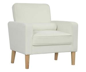 HOMCOM Poltrona da salotto in velluto, divano 1 posto imbottito con seduta larga, stile moderno, per camera da letto, soggiorno, piccolo spazio, crema