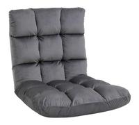 HOMCOM Poltrona da Terra Reclinabile 180° in Velluto, 55x71x53.5cm Grigio