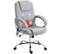 HOMCOM Poltrona da Ufficio Massaggiante e Riscaldante con Braccioli Grigio