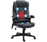 HOMCOM Poltrona da Ufficio Massaggiante Riscaldante Ergonomica con Altezza Regolabile, Schienale Inclinabile, in Ecopelle, Nero Aosom