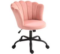 HOMCOM Poltrona da Ufficio Schienale a Petalo Senza Braccioli in Velluto Rosa