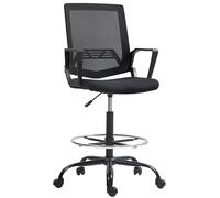 HOMCOM Poltrona da ufficio, sedia da ufficio ergonomica con altezza e poggiapiedi regolabili, girevole a 360°, tessuto elastico, carico 120 Kg, nero
