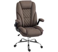 HOMCOM Poltrona da ufficio, sedia da ufficio ergonomica con ampia seduta imbottita, altezza regolabile, braccioli sollevabili, schienale alto, girevole a 360°, tessuto in velluto, carico 135 kg