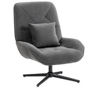 HOMCOM Poltrona d'accento girevole, poltrona imbottita in chenille con cuscino lombare, schienale alto, seduta profonda, grigio scuro Aosom Italy
