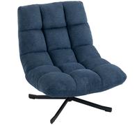 HOMCOM Poltrona d'Accento Girevole, Poltrona Lounge Moderna senza Braccioli, con Gambe in Acciaio, Blu Scuro Aosom Italy