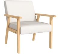 HOMCOM Poltrona d'Arredo Stile Moderno in Legno di Pino con 2 Cuscini Grigio