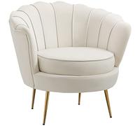 HOMCOM Poltrona Design Vintage in Velluto, Poltroncina Rétro da Camera, Soggiorno o Ufficio, Crema 79x77x77cm