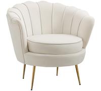 HOMCOM Poltrona Design Vintage in Velluto, Poltroncina Rétro da Camera, Soggiorno o Ufficio, Crema 79x77x77cm