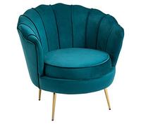 HOMCOM Poltrona Design Vintage in Velluto Rétro 79x77x77cm, Verde Petrolio