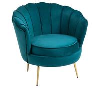 HOMCOM Poltrona Design Vintage in Velluto Rétro 79x77x77cm, Verde Petrolio | Poltroncina Rétro da Camera, Soggiorno o Ufficio