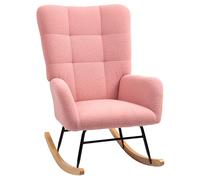 HOMCOM Poltrona dondolo, morbida copertura, imbottitura spessa, antiscivolo, Rosa
