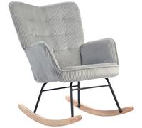 HOMCOM Poltrona Dondolo Vintage, Scivoli Curvi, Imbottitura Spessa, Faggio & Acciaio, Grigio Chiaro