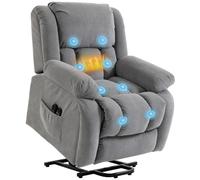 HOMCOM Poltrona Elettrica Alzapersona Reclinabile 150° Riscaldata Grigio