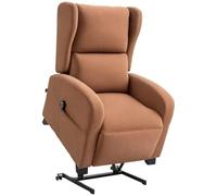 HOMCOM Poltrona Elettrica Alzapersona Reclinabile 160° con 2 Ruote Universali, Poltrona Relax Elettrica in Tessuto con Telecomando, Poggiapiedi e Tasche Laterali, Marrone Scuro