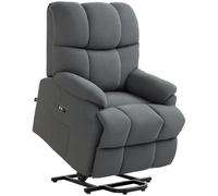 HOMCOM Poltrona Elettrica Alzapersona Reclinabile a 150°, Poltrona Relax Elettrica in Velluto con Connettore USB, Motore, Poggiapiedi e Tasche Laterali per Anziani, Grigio Scuro