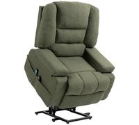 HOMCOM Poltrona elettrica, reclinabile elettricamente, con funzione massaggio e calore, reclinazione regolabile, poggiapiedi, 2 telecomandi, dim. 89L x 90L x 102H cm verde