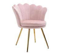 HOMCOM Poltrona Imbottita a Conchiglia in Velluto Poltroncina Vintage Rosa