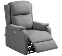 HOMCOM Poltrona Imbottita con Poggiapiedi in Tessuto Effetto Lino