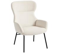 HOMCOM Poltrona Imbottita Moderna con Schienale Alto, Imbottitura Spessa, Gambe in Acciaio, Bianco Crema Aosom Italy