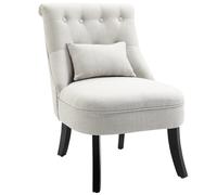 HOMCOM Poltrona Imbottita Morbida con Cuscino Lombare, per Leggere e Riposare, Rivestimento in Tessuto Effetto Lino, 52,5x69x77 cm, Bianco Crema Aosom Italy