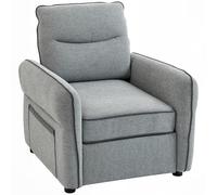 HOMCOM Poltrona in velluto egiziano 80 cm, seduta e schienale imbottiti, tasca laterale, stile contemporaneo, divano per camera da letto, appartamento, piccolo spazio, grigio