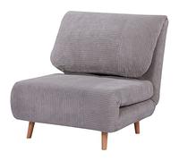 HOMCOM Poltrona Letto 2 in 1 Singola Schienale Regolabile 180° su 3 Livelli con Seduta Extra-Large, Poltrona Letto Imbottita Pieghevole in Tessuto Effetto Velluto con Struttura in Legno, Grigio