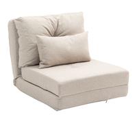 HOMCOM Poltrona Letto 3 in 1 Chaise Longue e Divano da Terra Effetto Lino Beige