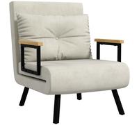 HOMCOM Poltrona Letto 3 in 1 con Schienale Reclinabile e Cuscino, in Tessuto Effetto Velluto, 63x73x81 cm, Crema