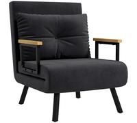 HOMCOM Poltrona Letto 3 in 1 con Schienale Reclinabile in 5 Posizioni e Cuscino, 63x73x81 cm, Nero