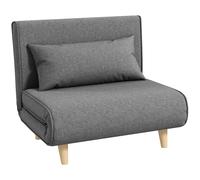 HOMCOM Poltrona Letto 3 in 1 con Schienale Reclinabile su 6 Posizioni in Tessuto, 94x78x80 cm, Grigio Aosom Italy