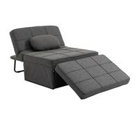 HOMCOM Poltrona Letto 4 in 1 con Schienale Regolabile in 5 posizioni, Cuscino e Imbottitura spessa, poggiapiedi ribaltabile, Grigio Aosom Italy