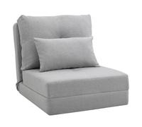 HOMCOM Poltrona Letto 3 in 1 Convertibile e Divano da Terra con Schienale regolabile e 2 Cuscini, Sedia in Chaise Longue, Grigio Chiaro Aosom Italy