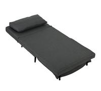 HOMCOM Poltrona Letto 3-in-1 Pieghevole Effetto Lino con Schienale Regolabile, Molle a S e Gambe in Metallo, Grigio Scuro Aosom Italy