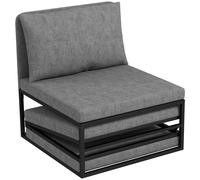 HOMCOM Poltrona Letto con Cuscino e Copertura Protettiva, in Tessuto Effetto Lino e Metallo, 66x70x74 cm, Grigio Aosom Italy