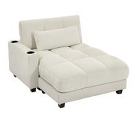 HOMCOM Poltrona letto con cuscino e porta-bicchiere, in schiuma, Bianco crema Aosom Italy
