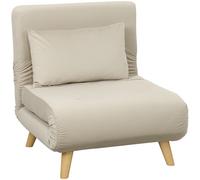 HOMCOM Poltrona Letto con Funzione Letto, Poltrona Relax Pieghevole in Velluto, Schienale Regolabile, portata fino a 120 kg, Beige