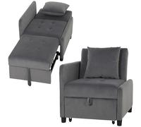 HOMCOM Poltrona Letto con Schienale Reclinabile, Grigio Scuro
