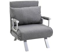 HOMCOM Poltrona Letto con Schienale Regolabile su 5 Livelli e Cuscino imbottitura, in Tessuto e in metallo, 65x69x80cm, Grigio Chiaro Aosom Italy